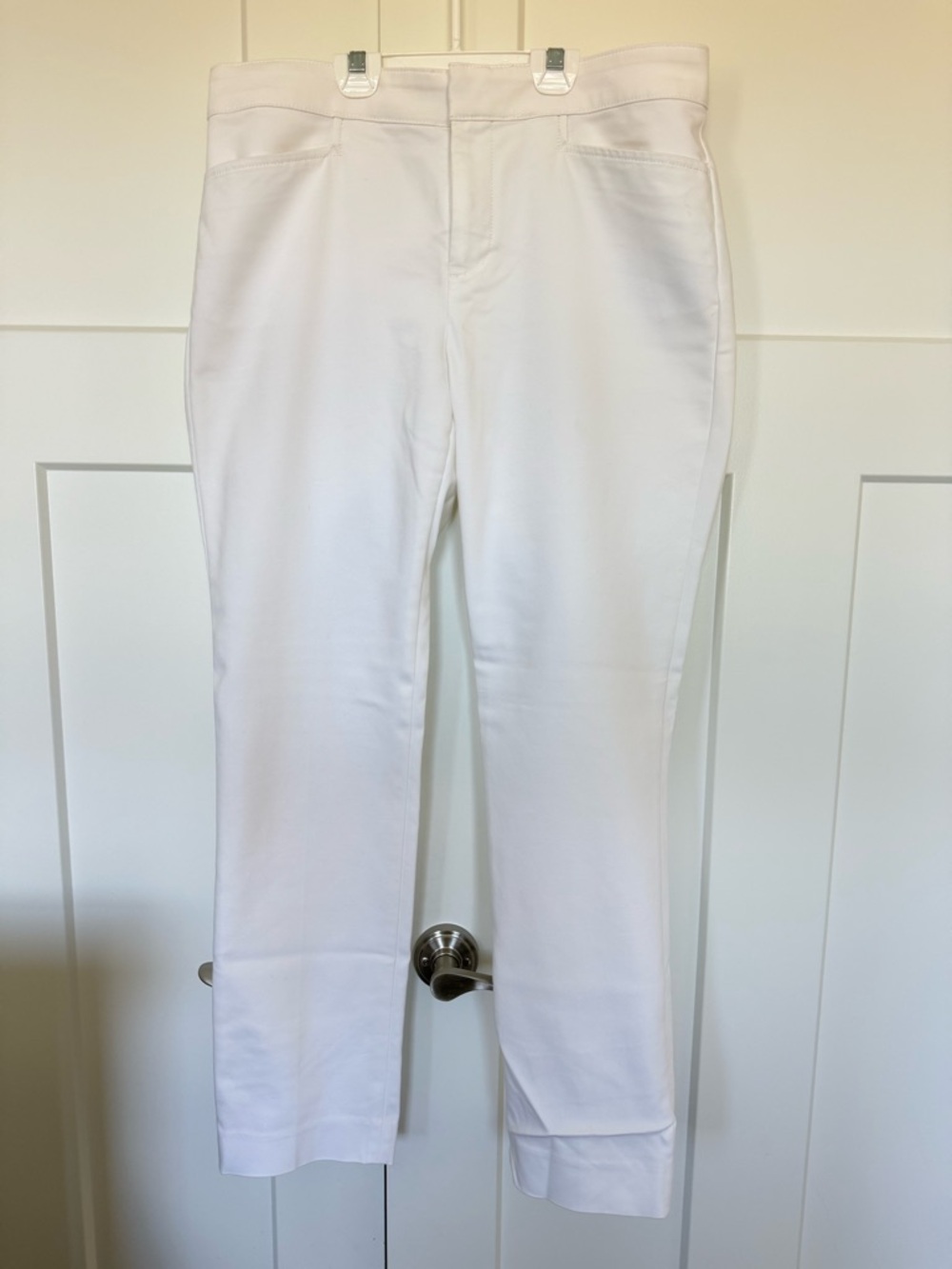 Women's White Stretch Dress Pants - Classic Straight Fit